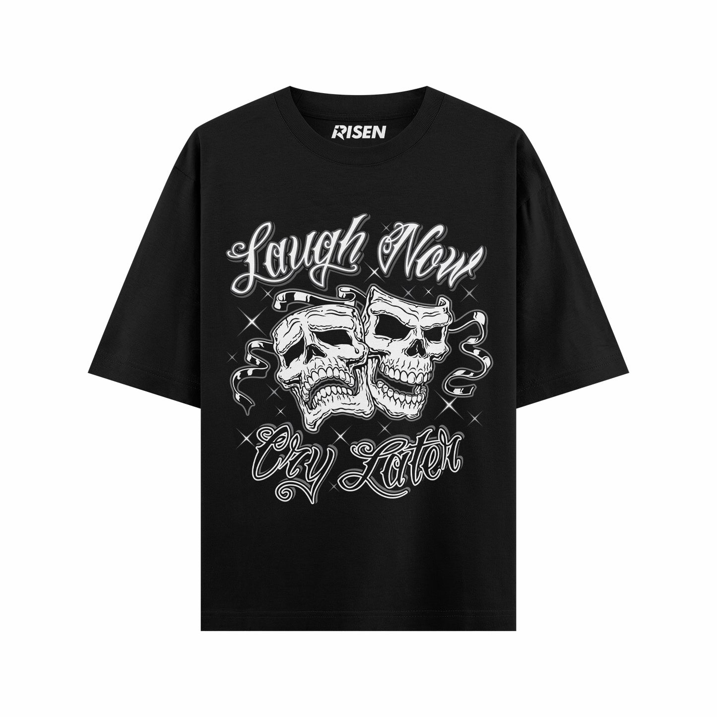 Laugh Now Cry Later Skull Graphic Oversized T-shirt