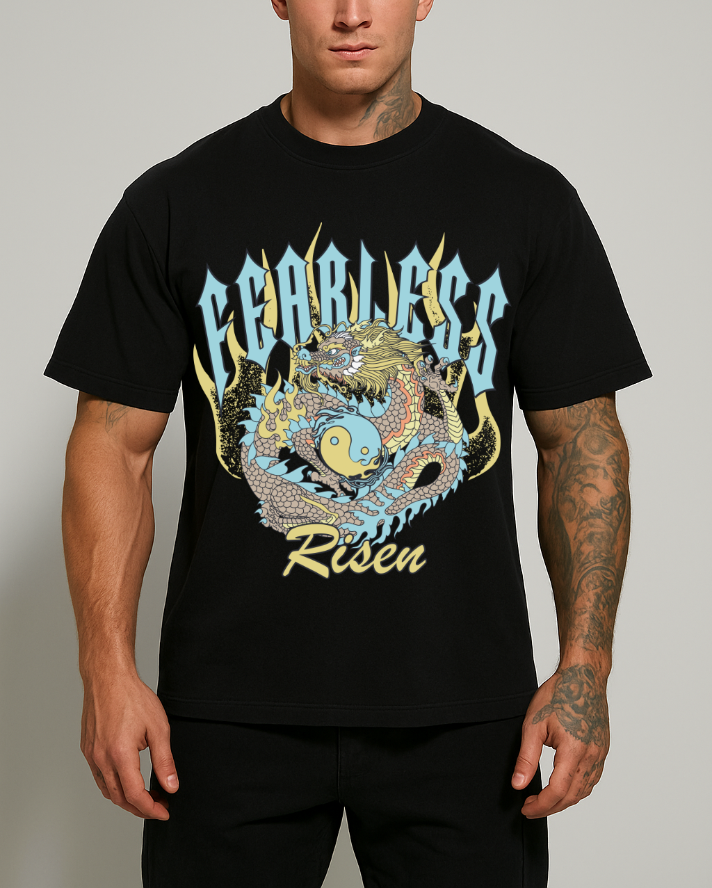 Yin Yang Dragon Graphic Oversized T-shirt