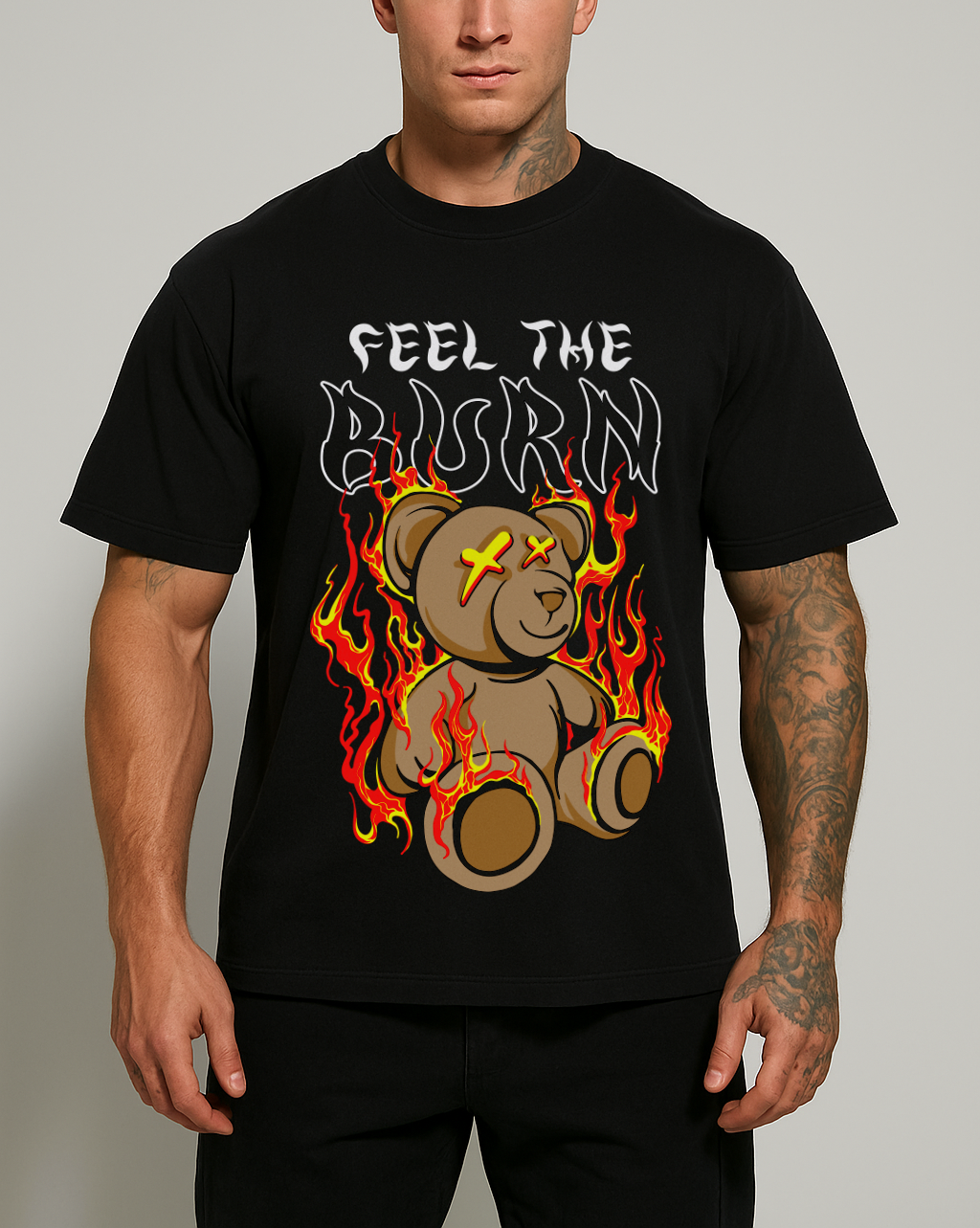 Feel The Burn Teddy Graphic Oversized T-shirt