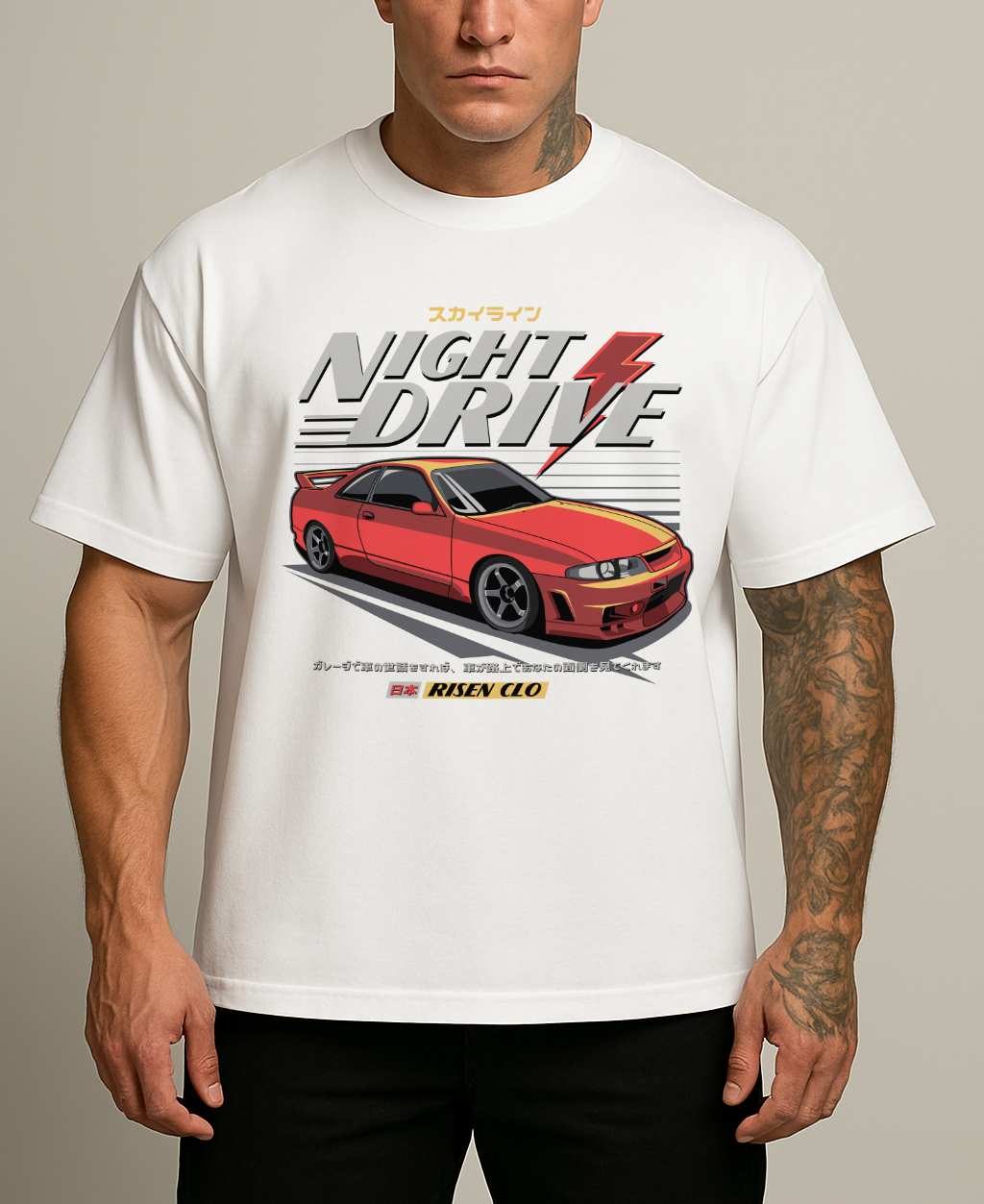 Night Drive Car Graphic Oversized T-shirt