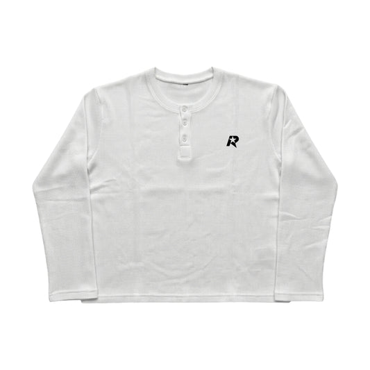 White Henley Waffle Knit
