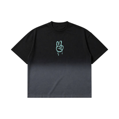 Peace Black Ombre Washed Boxy T-Shirt