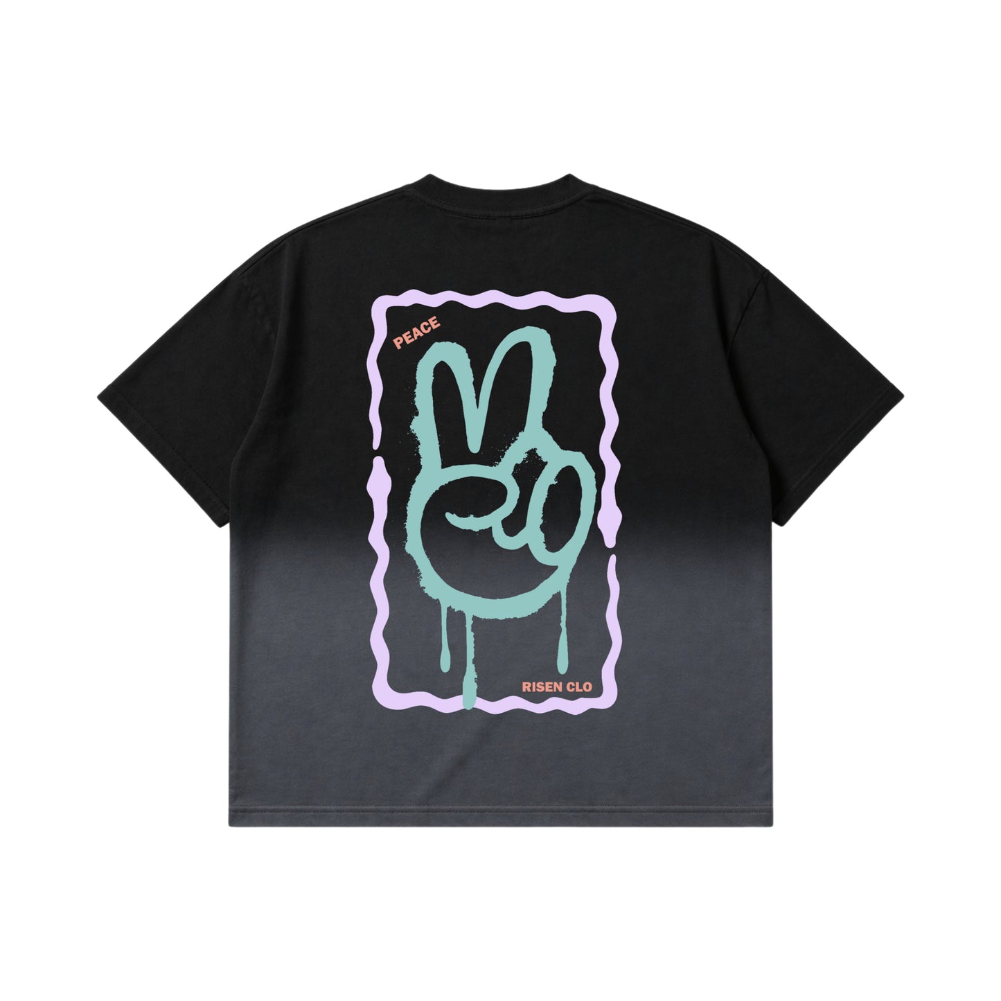 Peace Black Ombre Washed Boxy T-Shirt