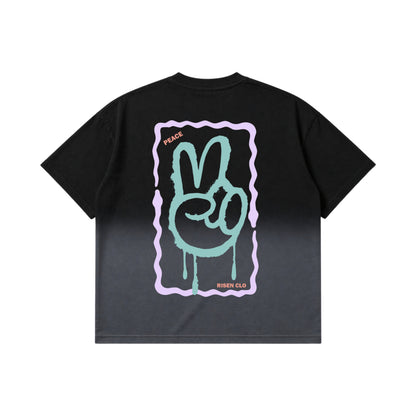 Peace Black Ombre Washed Boxy T-Shirt