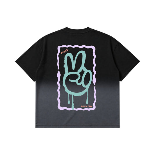 Peace Black Ombre Washed Boxy T-Shirt