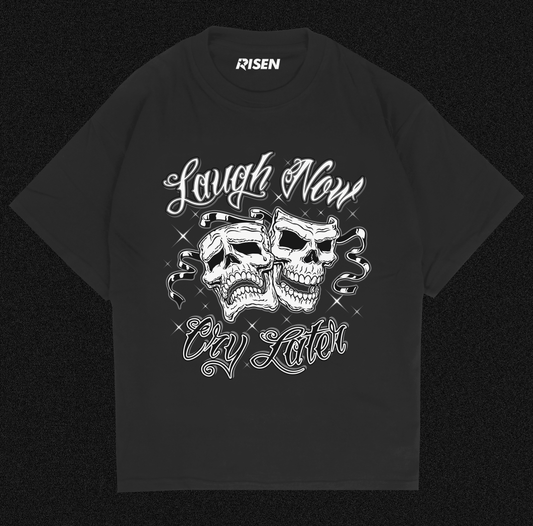 Laugh Now Cry Later Skull Graphic Oversized T-shirt