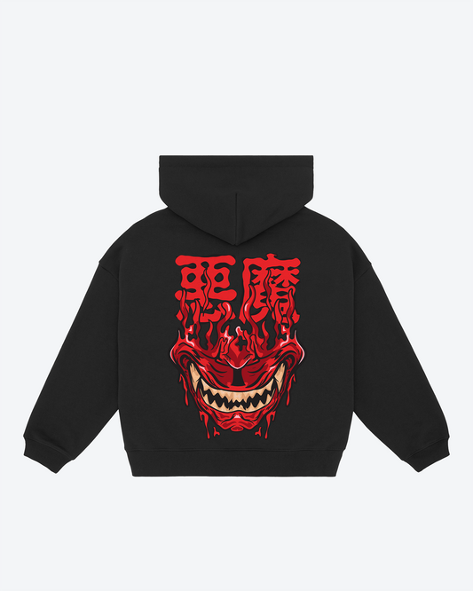 Devil Japanese Print Oversized Hoodie