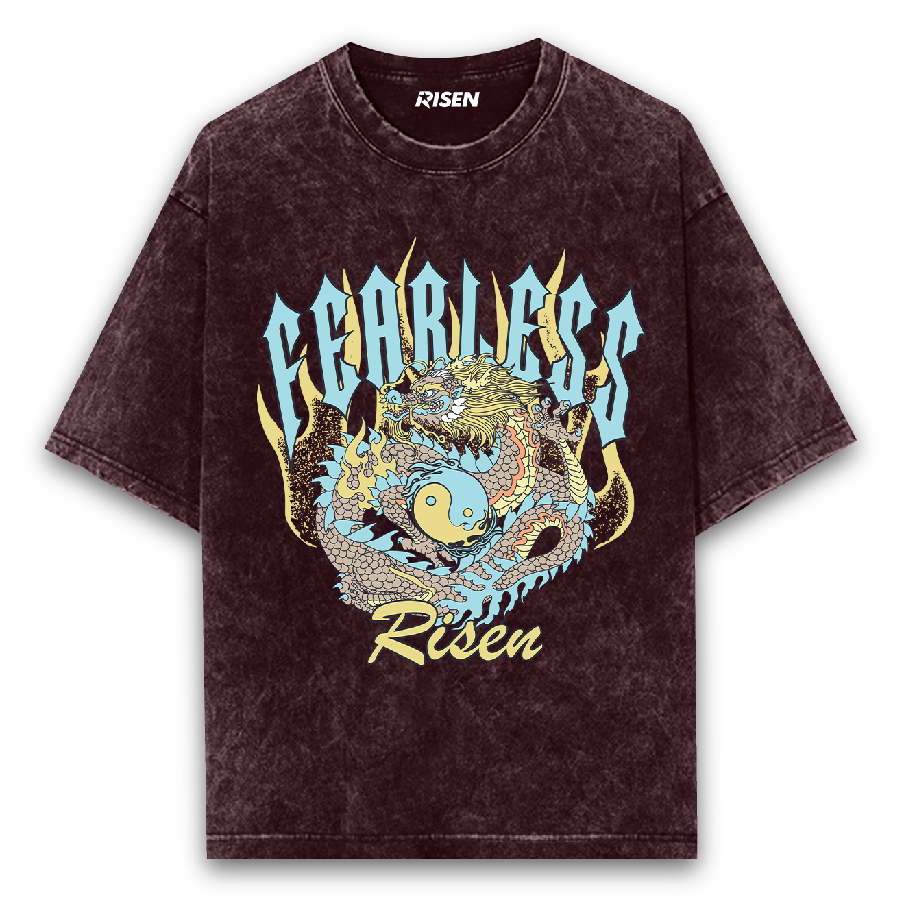 Yin Yang Dragon Acid Wash Oversized T-shirt