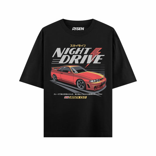 Night Drive Car Graphic Oversized T-shirt