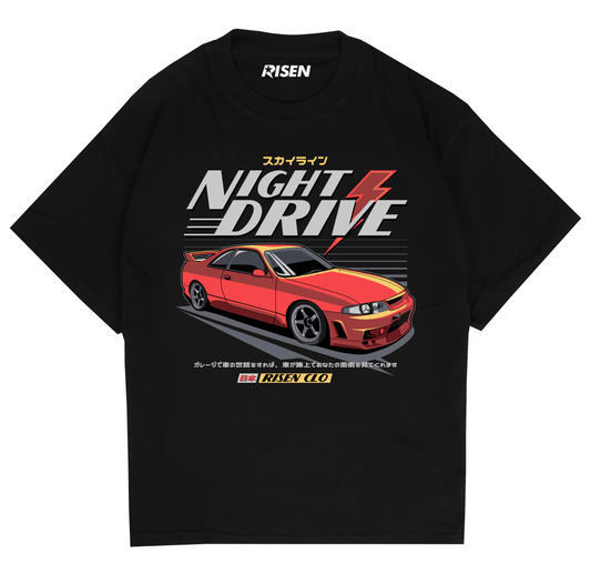 Night Drive Car Graphic Oversized T-shirt