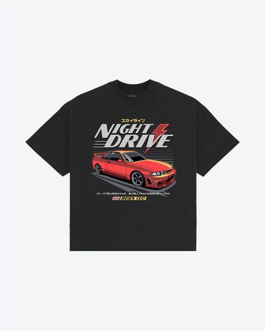 Night Drive Car Graphic Oversized T-shirt